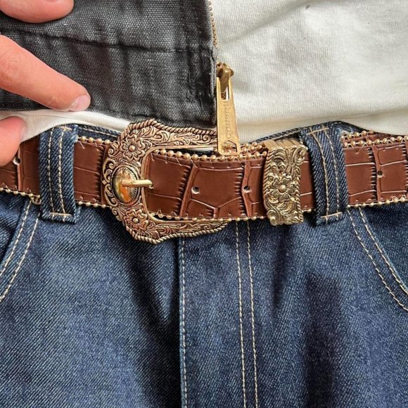 Vintage style brown American western gold boho belt - Picture 3 of 8